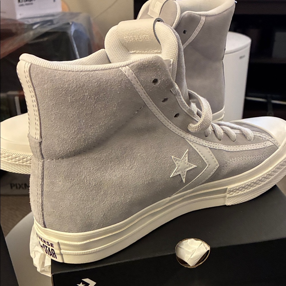 Converse Star 76 All Star Light Gray Suede High-Tops - Picture 8 of 9